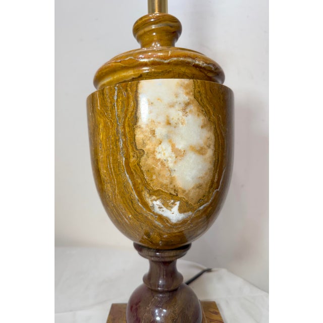 1980s Abstract Large Solid Heavy Brown Purple Green Onyx Stone Electric Table Lamp Light For Sale - Image 15 of 16