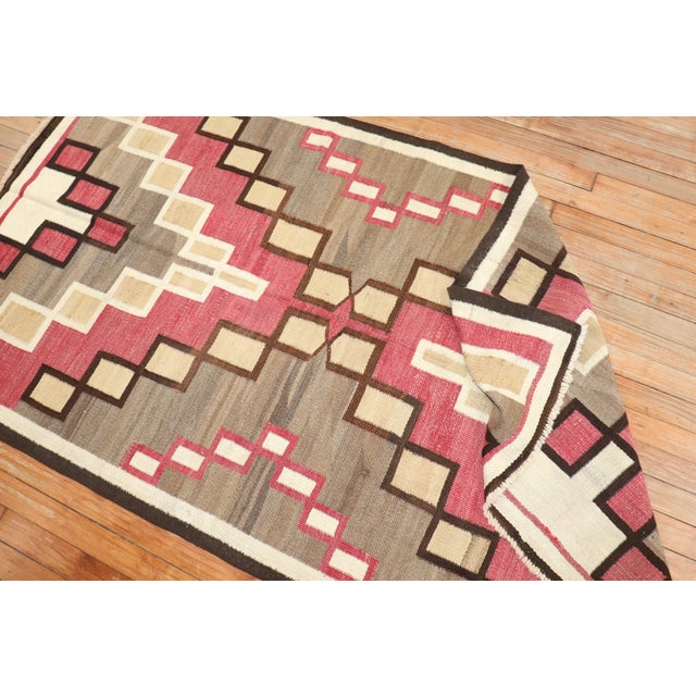 Pink Antique American Navajo Ivory Tribal Rug - 3'5" x 6'2" For Sale - Image 8 of 10