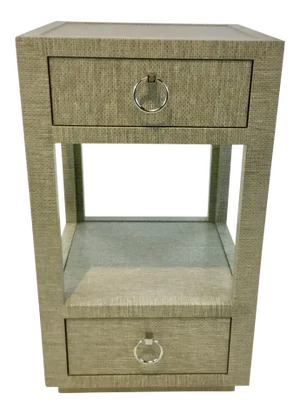 Bungalow 5 Modern Moss Lacquered Grasscloth Camilla Two Drawer Side Table