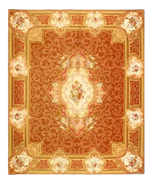 Light Brwon Fine Hand Knotted Abusson Rug 8' X 9'9''