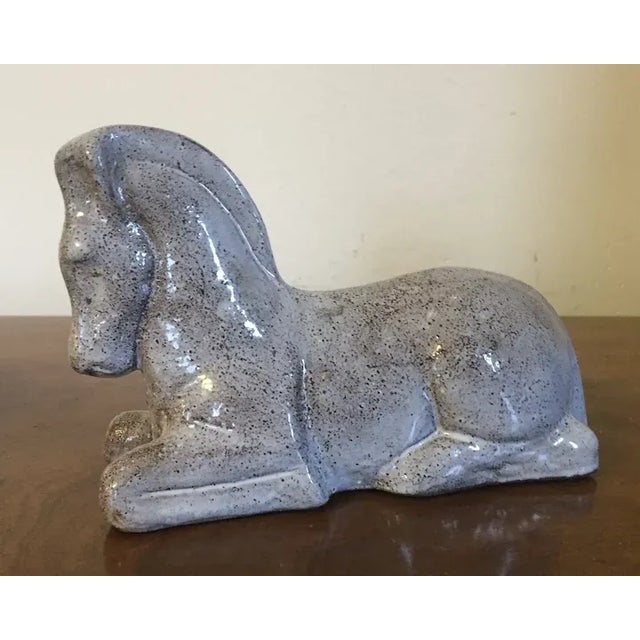 Art Deco Pottery Figure of a Recumbent Horse with Stipple Glaze For Sale In New York - Image 6 of 13