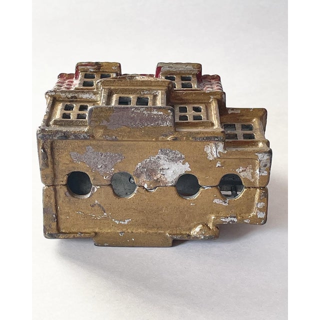 Metal Early 20th Century Cast Iron Bank Colonial House With Side Porch Made by Ac Williams For Sale - Image 7 of 7