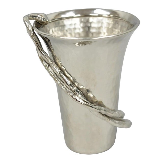 Late 20th Century Michael Aram Twig Hand Hammered Stainless Steel Silver Plated Small Goblet Cup For Sale