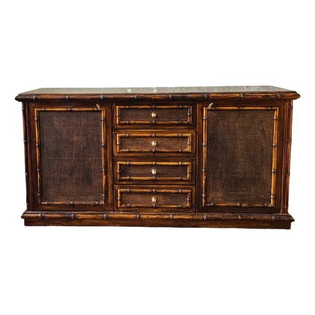 Sideboard in Bamboo and Wicker For Sale