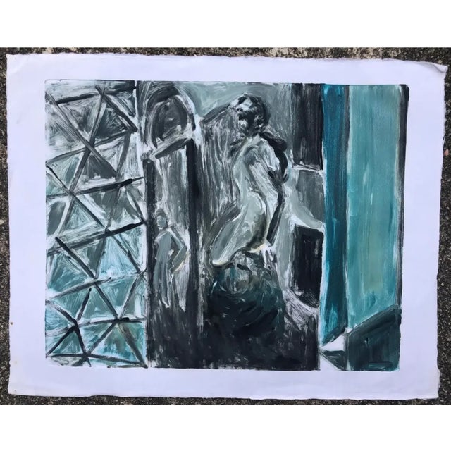 Postmodern painting on paper by Atlanta artist Adrienne Anderson (1949-2020). Anderson earned her MFA from University of...