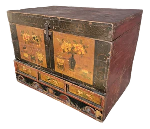 Painted Chinese Trunk 19th Century