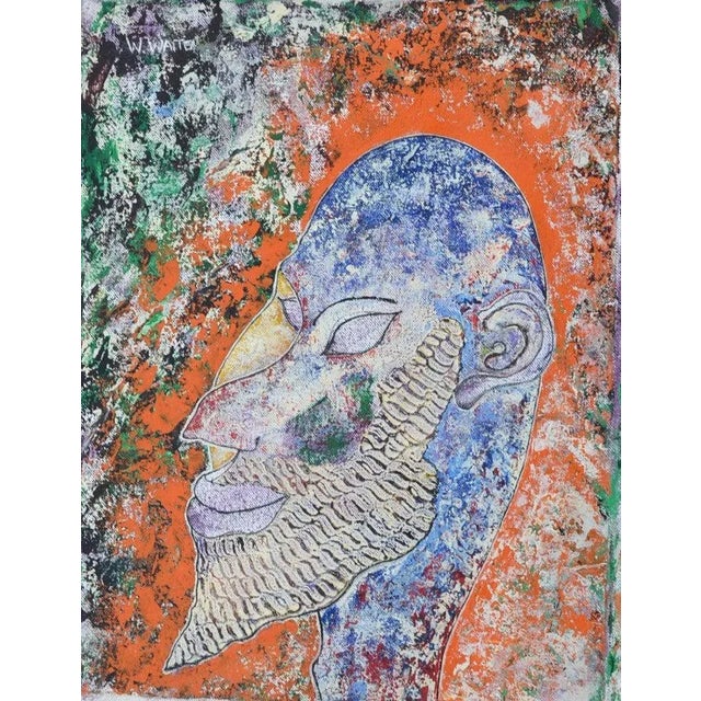 Abstract "Pierrot" Oil Painting, 1990's For Sale - Image 3 of 3