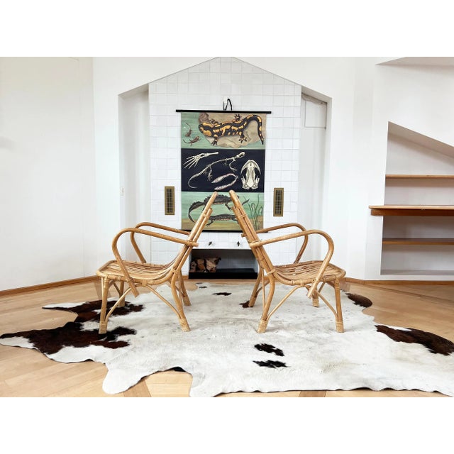 Italian Franco Albini Attributed Mid Century Bamboo Woven Lounge Chairs - a Pair For Sale - Image 6 of 9