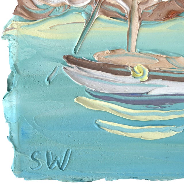 2020s Berry's Bay Study 2 (19.6.23) - Plein Air Abstract Textured Landscape Painting by Sally West For Sale - Image 5 of 9