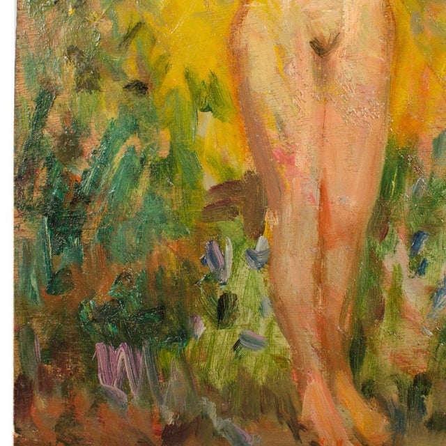 Early 20th Century Early 20th Century "Nude in Nature" Expressionist Style Figurative Oil Painting by Jean Chaleye For Sale - Image 5 of 8