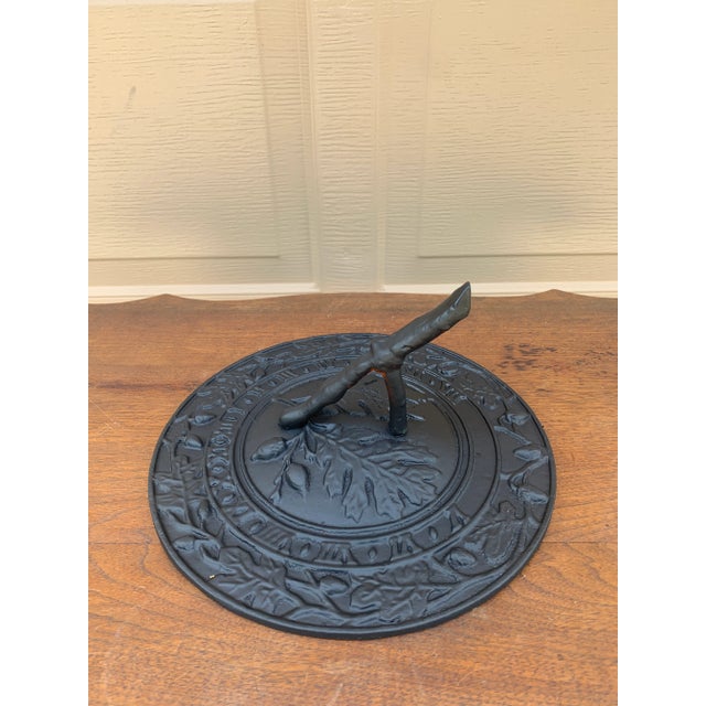 Metal Vintage Cast Iron Faux Bois Garden Sundial With Acorns and Oak Leaves For Sale - Image 7 of 7
