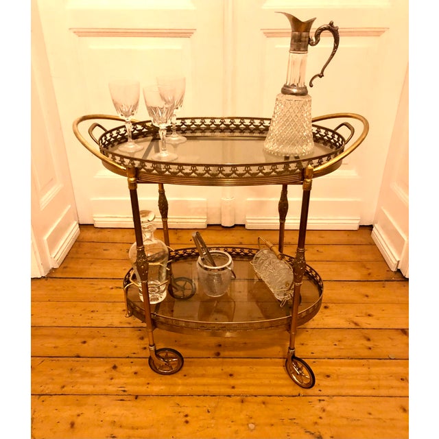 Neoclassical Brass Serving Trolley, 1960s For Sale - Image 9 of 9
