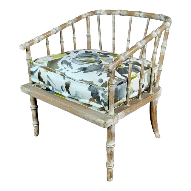 Gina Berschneider Faux Bamboo Tub Arm Chair For Sale