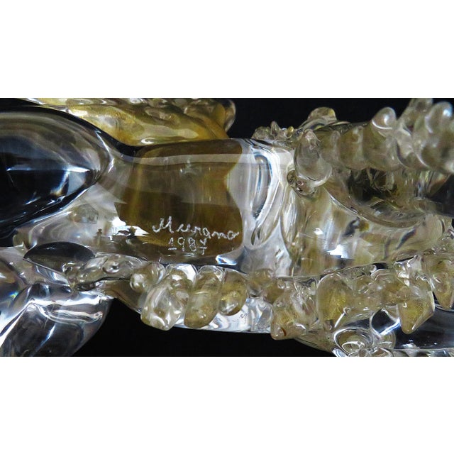 Large Murano Glass the Winged Lion of St. Marco Sculpture Signed Mario Badioli Venetian Italian Gold Flecks 1987 For Sale - Image 9 of 10