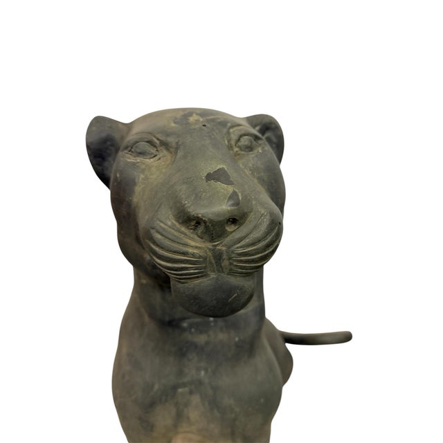 A Vintage Pair of Sculptures of Panthers For Sale - Image 6 of 11