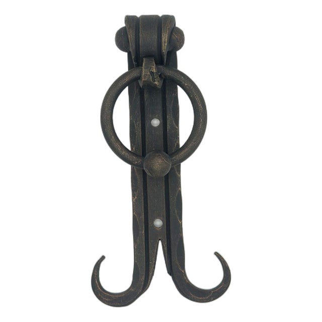 Hand-Forged Wrought Iron Ring Door Knocker (Gold Patina) Classic Entrance Hardware For Sale