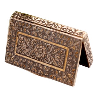 Silver Pill Box with Embossed Floral Motifs For Sale