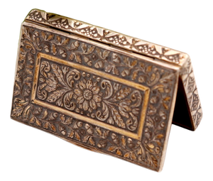 Silver Pill Box with Embossed Floral Motifs