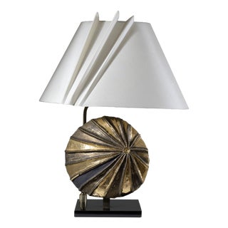 Golden Ceramic Table Lamp, 1960s For Sale