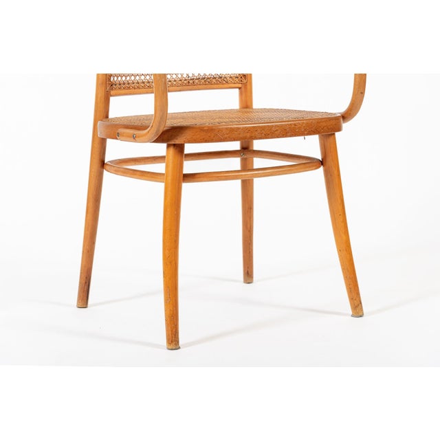 Vintage Bent Wood & Wicker Cafe Chairs by Josef Hoffman for Ligna 1960s - Set of 6 For Sale - Image 11 of 12