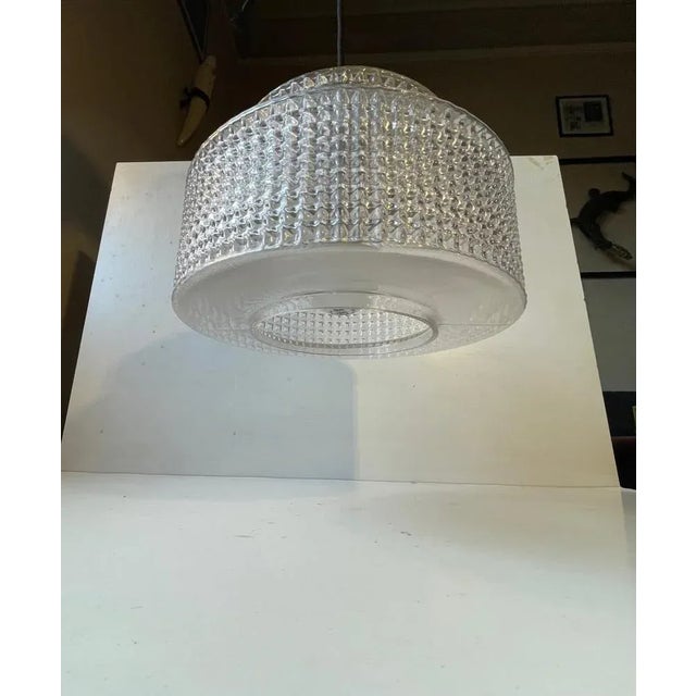 Mid-Century Modern Scandinavian Modern Glass and Brass Pendant Lamp by Vitrika, 1960s For Sale - Image 3 of 9