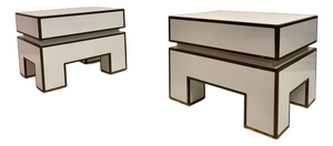 White Bedside Tables with Brass Banding by Alain Delon for Maison Jansen, 1970s, Set of 2
