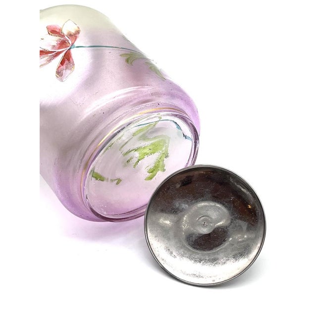 Antique Art Nouveau Glass Bonbonnière with Floral Decoration, 1900s For Sale - Image 14 of 17