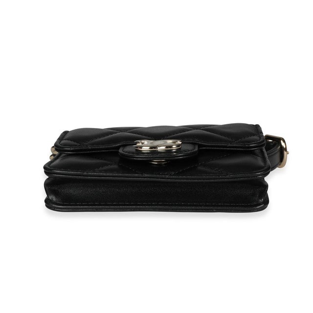 2020s Black Quilted Lambskin Elegant Chain Mini Belt Bag For Sale - Image 5 of 8