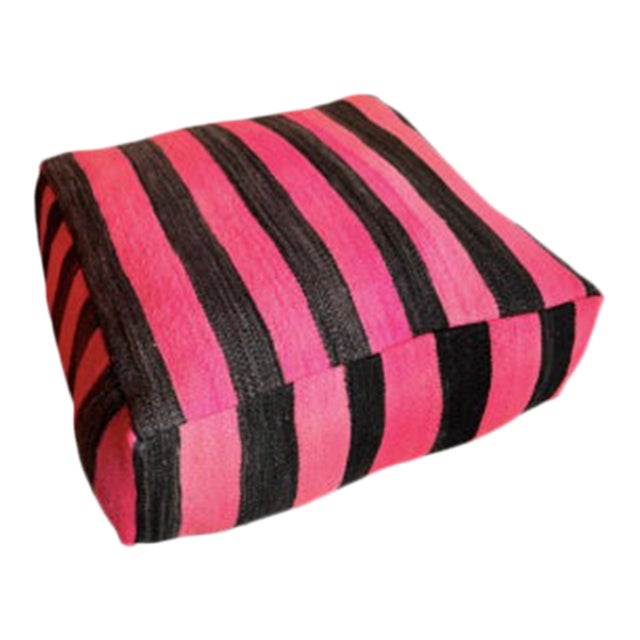 Kilim Moroccan Striped Pouf Cover For Sale