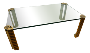 Modernist Art Deco Style Glass and Brass Coffee Table, 1980s