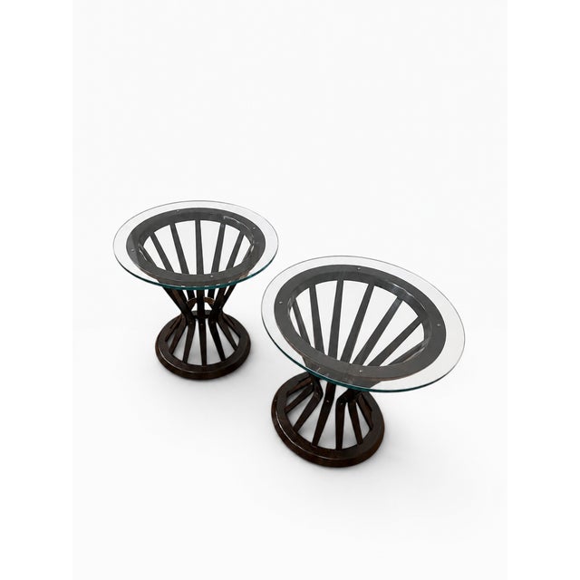 Dunbar Furniture Mid 20th Century Pair of Edward Wormley Sheaf of Wheat Round Side Tables for Dunbar For Sale - Image 4 of 18