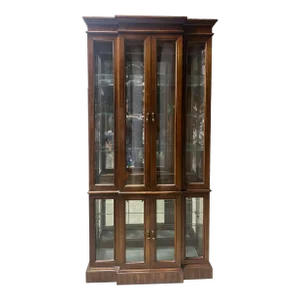 Vintage Lighted, Mirrored Vitrine Display Cabinet With Glass Shelves
