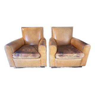 Pair of Ralph Lauren Colorado Chairs in Camel Leather For Sale
