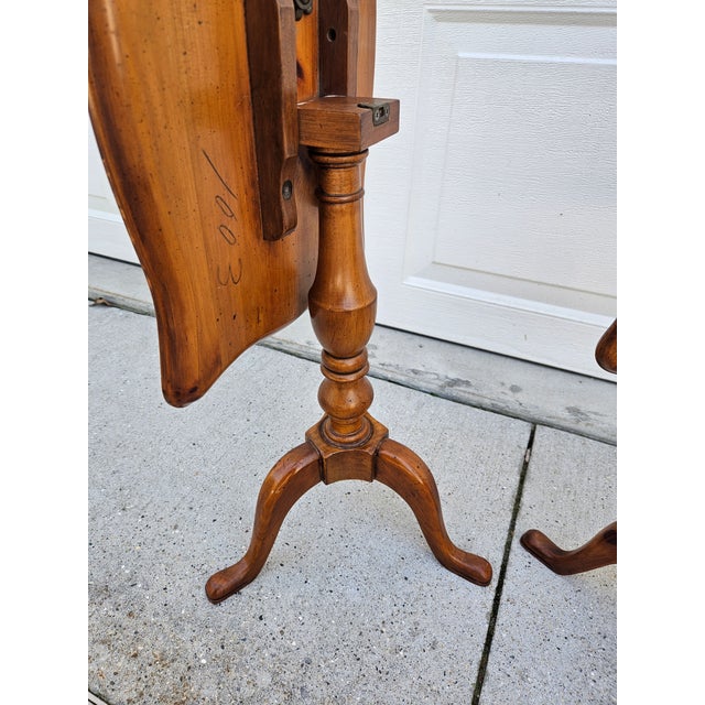 Petite Pine Flip Top Pedestal Side Tables Candle Stands For Sale - Image 6 of 11