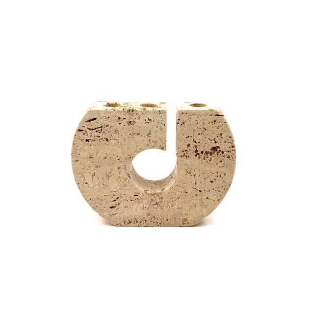 Mid-Century Modern Brutalist Travertine Candleholder by Fratelli Mannelli for Enzo Mari, Italy, 1970s For Sale - Image 3 of 17