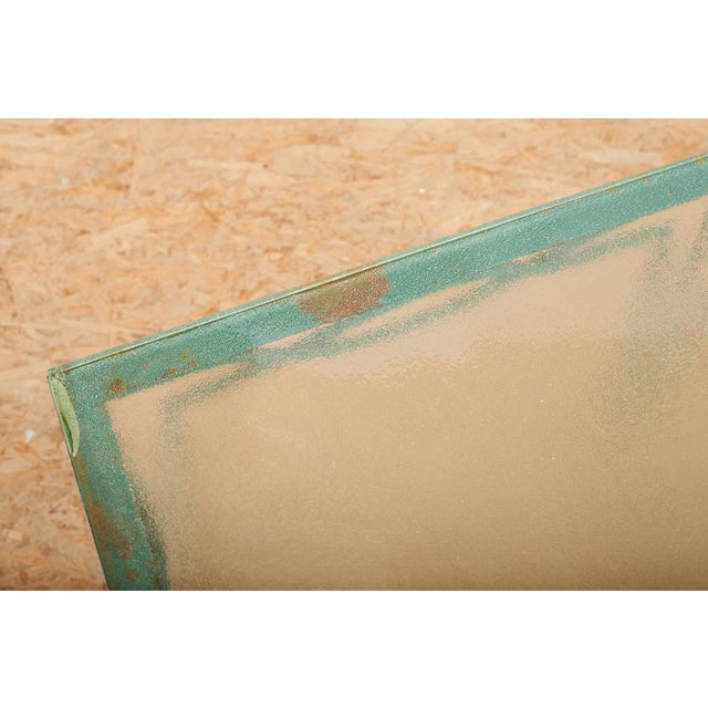 Metal Side Table in Green Lacquered Wrought Iron and Sand-Colored Glass Top For Sale - Image 7 of 12