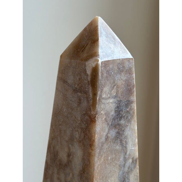 Brown Large 17.5" Neoclassical Style Sculptural Onyx Obelisk For Sale - Image 8 of 18