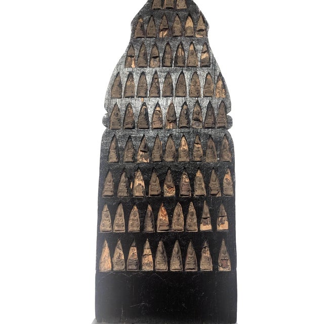 Thai Carved "Thousand Buddha" Wood and Clay Shrine With Stand For Sale In Miami - Image 6 of 7
