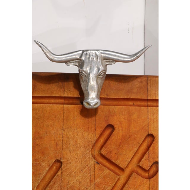 Wood Vintage Bruce Cox Meat Tray With Aluminum Steel Head Handles For Sale - Image 7 of 9