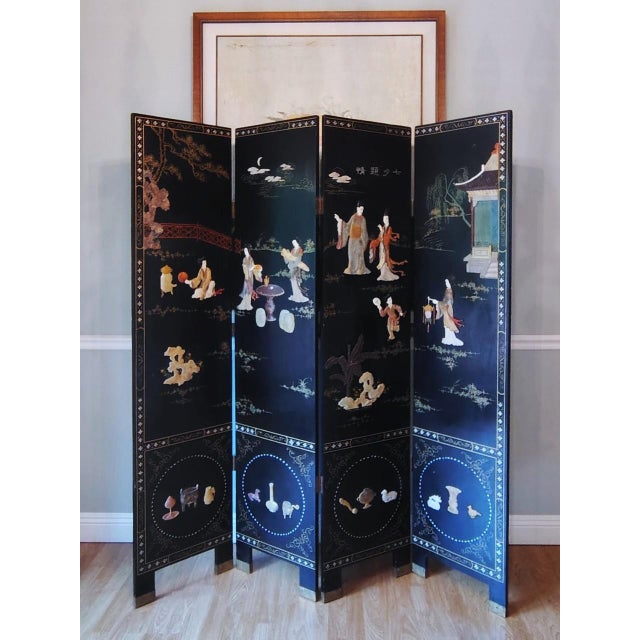 Chinese Early 20th Century Chinese Coromandel Soap Stone Screen For Sale - Image 3 of 18