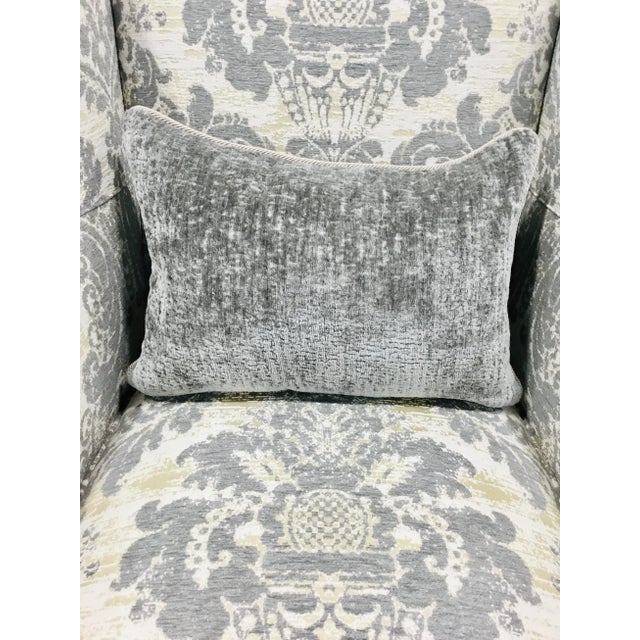 2020s Hickory White Transitional Gray and White Damask Print Wingback Chair 4604-01 For Sale - Image 5 of 8