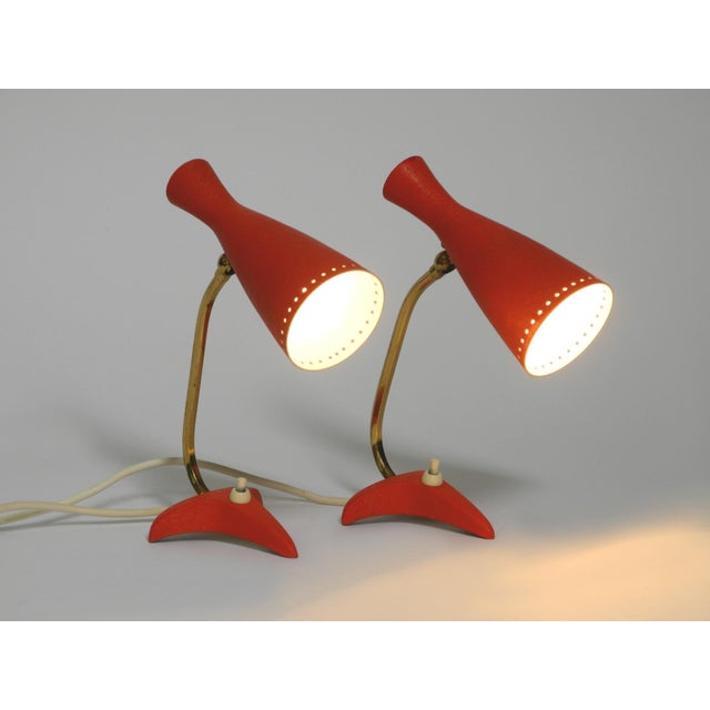 Mid-Century Modern Red Diabolo Crows Foot Table Lamps from Cosack, 1950s, Set of 2 For Sale - Image 4 of 18