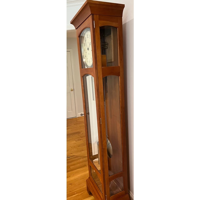 Sligh Cherry Wood Grandfather Clock With Night Silencer | Chairish