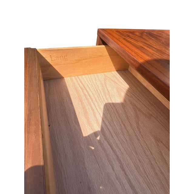 Brown Mid Century Modern Vintage Lane Rhythm Tall Highboy Dresser For Sale - Image 8 of 10