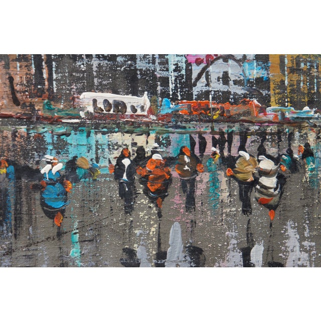 Mid 20th Century Mid 20th Century E Vitti Paris French Impressionist Paris Street Scene Cityscape Oil Painting For Sale - Image 5 of 10