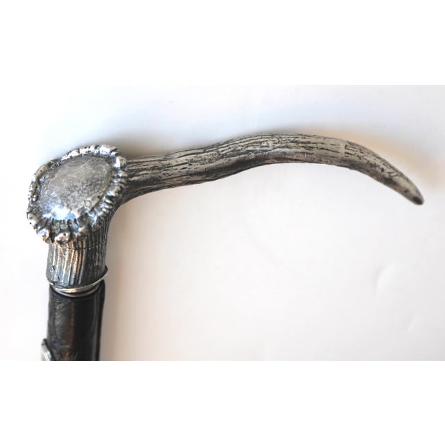 Late 20th Century Belfiore 925 Sterling Silver Deer Antler Handle Cane/Walking Stick For Sale - Image 9 of 17
