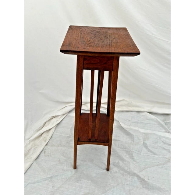 Antique Arts and Crafts Square Plant Stand Table With Bottom Shelf Two ...
