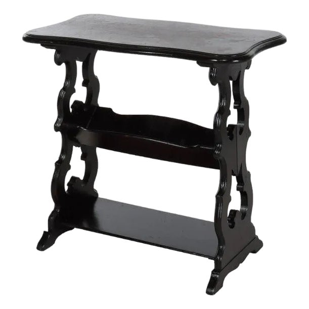 Antique Ebonized Cherry Cut Out Side Table C1900 For Sale