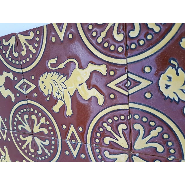 Antique Relief Tile Panel in the Style of J. Parentani, 1890s, Set of 9 For Sale - Image 3 of 10