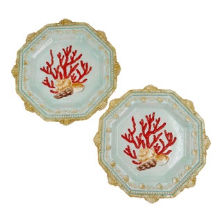 Vintage Zrike Baroque Coastal Shell and Coral Plates by Lisa Levy – Set of 2 For Sale